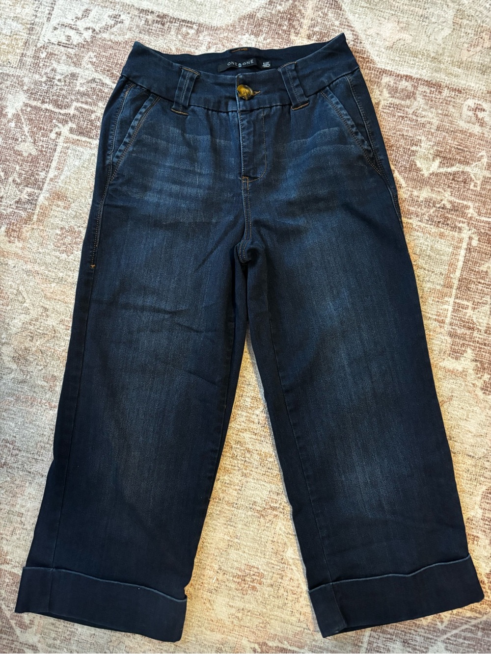 one 5 one Dark Blue Cropped Ankle Jeans